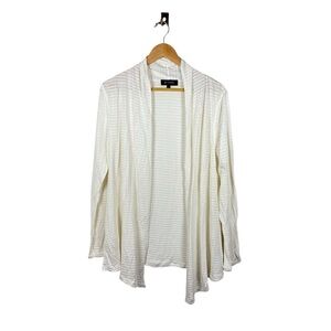 Grayson Women’s Open Semi-Sheer Striped Cardigan in Ivory Size L